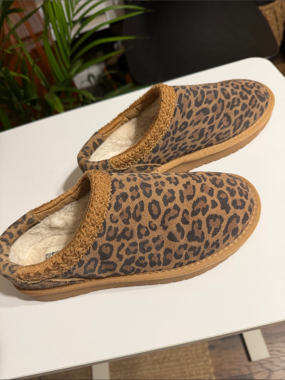 Leopard Print Cozy Slip-On Mules - Brown